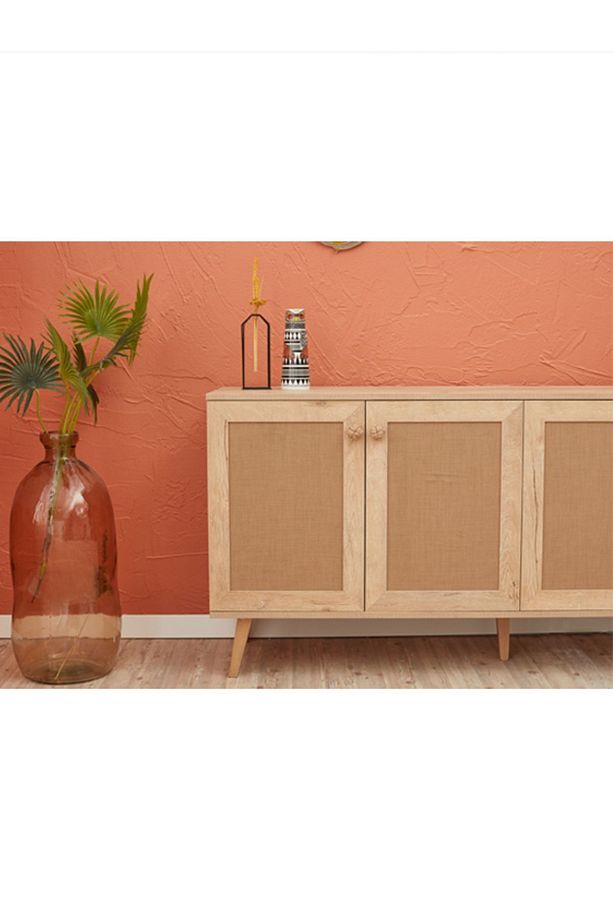 Bohem Yemek Odası Takımı 4 Sandalye 1 Bench Meşe Görünümlü Ve Ahşap Ayaklı - 6