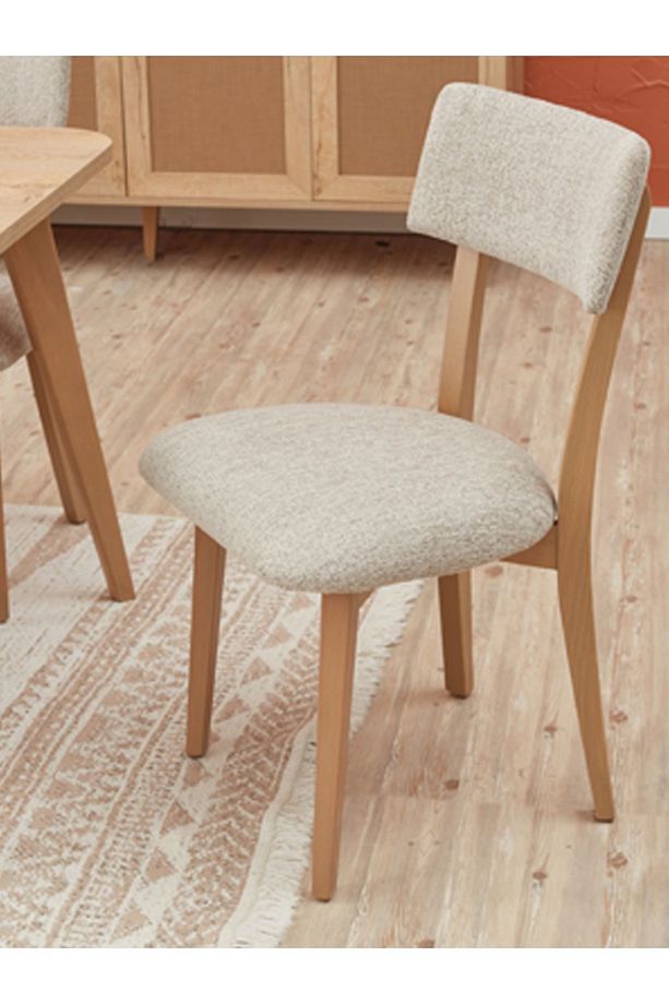 Bohem Yemek Odası Takımı 4 Sandalye 1 Bench Meşe Görünümlü Ve Ahşap Ayaklı - 4