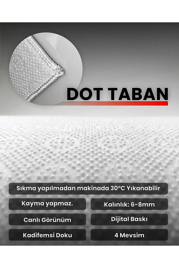Petek Desenli Dijital Baskı Dot Taban Banyo Halısı Paspası 2 Li Dbp-0002 - 4
