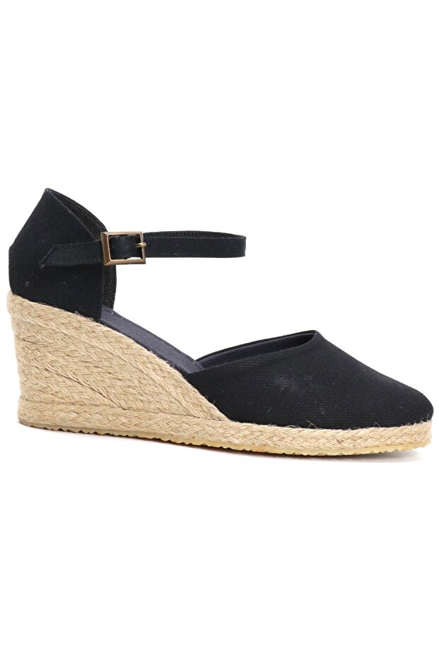 Black Women's Espadrille - Wedge Heel, Handmade Real Handmade