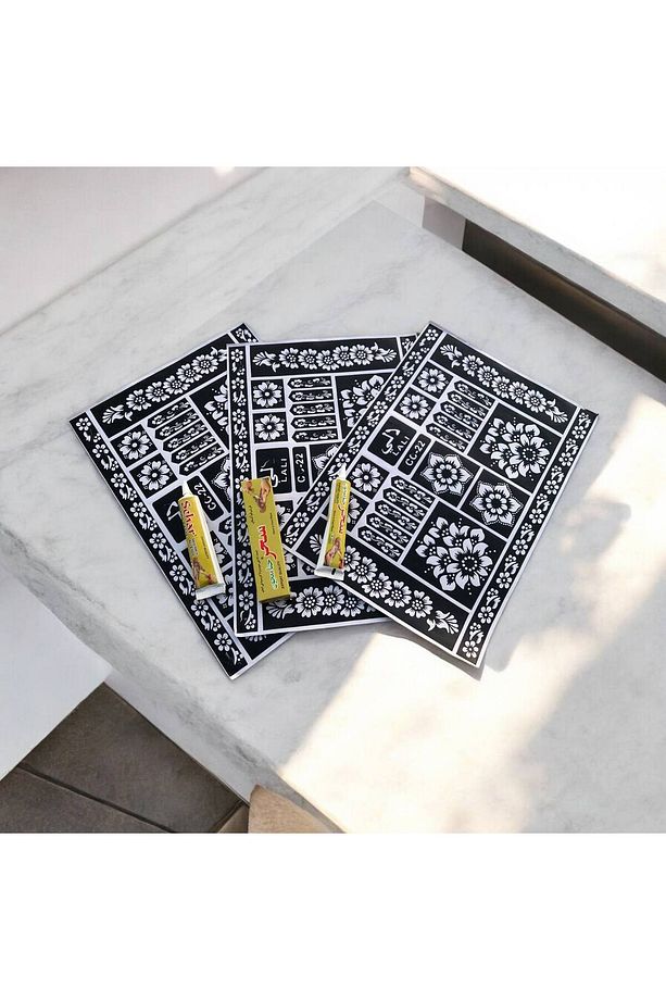 Henna Hint Kınası Kırmızı Ve El Süsleme Şablonu  Hint Kınası Seti (  2 Tüp 2 Desen Fiyatıdır.) - 6