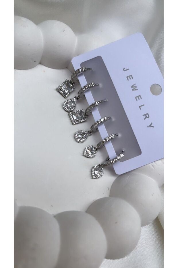 6lı Set Çelik Damla Model Küpe - 3