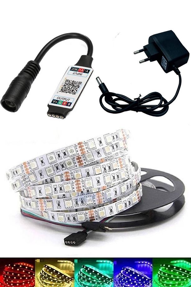 Bluetooth Özellikli Rgb Şerit Led, Tak Çalıştır Animasyonlu 5 Metre - 1