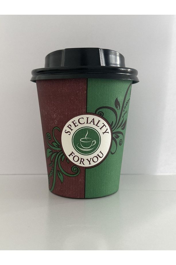 8 oz Siyah Kapaklı Karton Kağıt Bardak Kahve Çay Bardağı 200 ml 50’li - 1