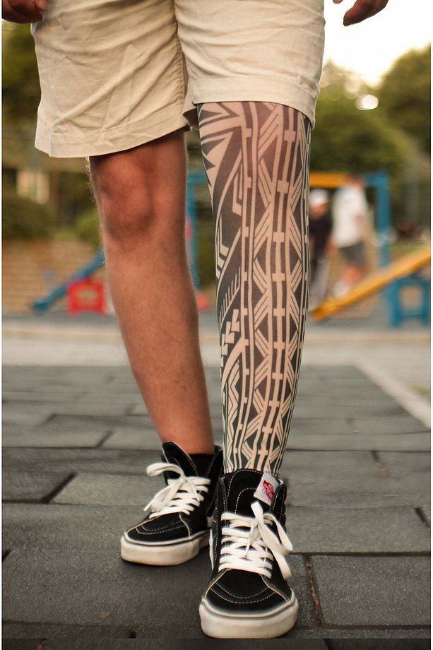 Giyilebilir Desenli Bacak Dövmesi 3D Baskılı Tattoo - 5