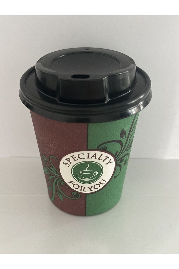 8 oz Siyah Kapaklı Karton Kağıt Bardak Kahve Çay Bardağı 200 ml 50’li - 2
