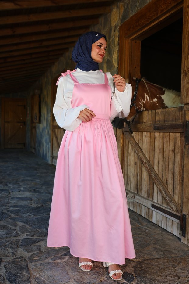 Shoulder Tie Belted Pink Gilet