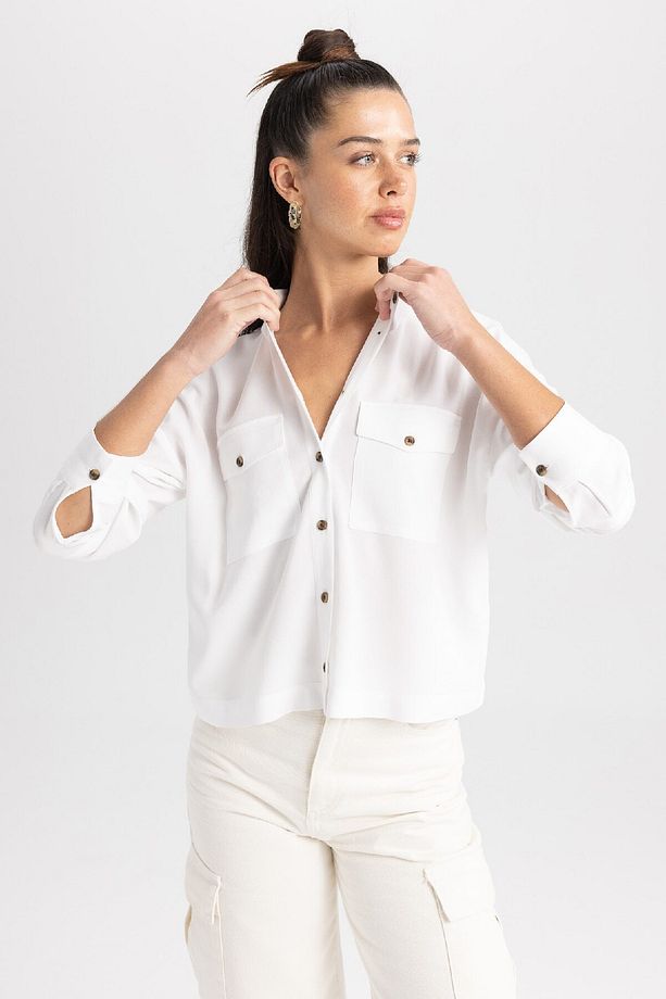 Regular Fit Gömlek Yaka Uzun Kollu Gömlek A5380AX23AU - 4