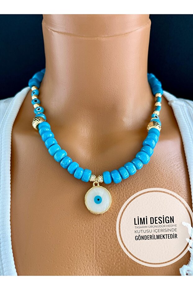 Handmade Murano Necklace with Glass Beads Blue Evil Eye Accessories