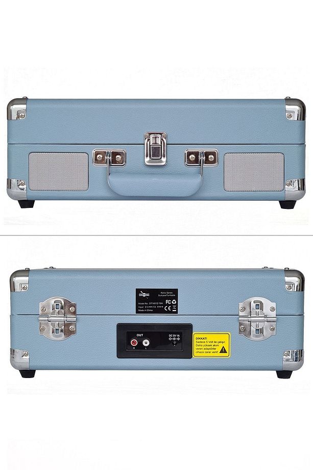 St14012 Retro Pikap Plak Çalar- Pudra Mavi - Bluetooth Ve Şarjlı - 3 Devir - Universal Iğneli - 8