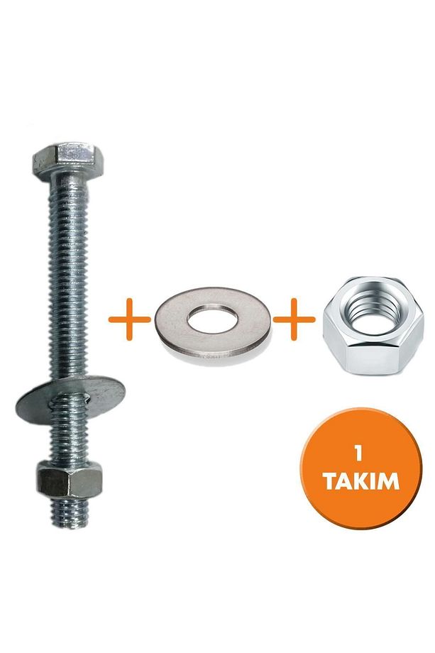 M8x20 Akb Anahtar Başlı Civata + Somun + Pul (1 Takım) - 2