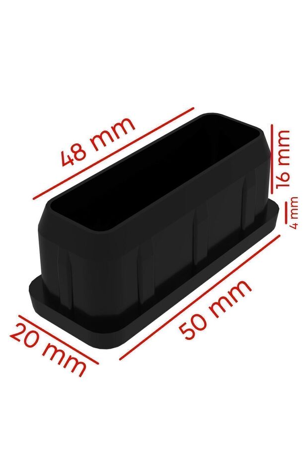 20x50 Mm Plastic Rectangular Interlocking Profile Plug Black (4 PCS) - 6