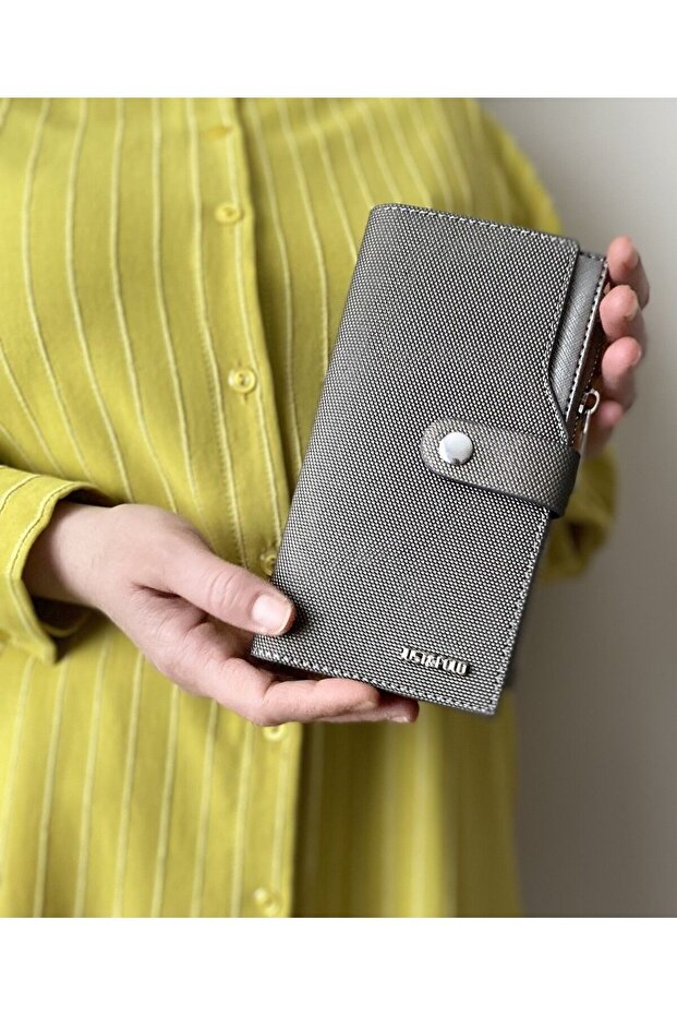 Women's Grey Lacos Zippered and Flap Wallet