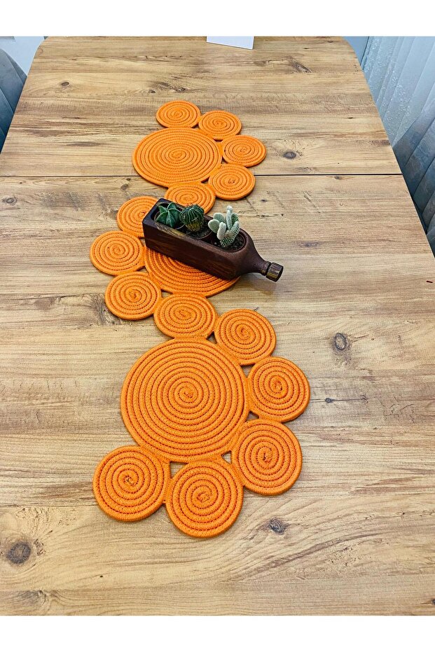 Jüt, Hasır, Dekoratif Masa Örtüsü,Papatya Model Runner 40X110 CM, Sehpa Örtüsü, Bohem Tarzı - 1