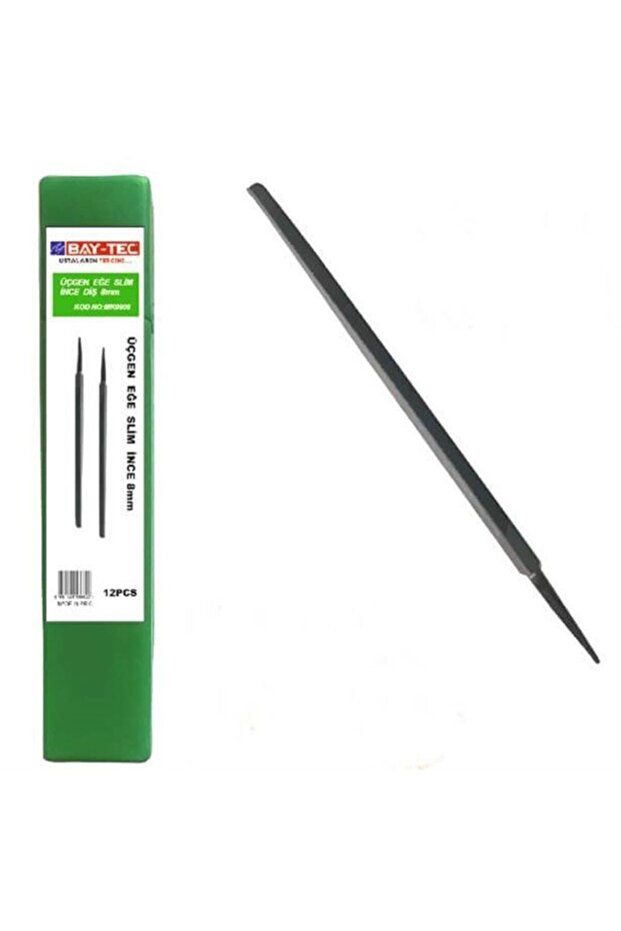 Bay-tec 12 Adet Ince Diş Üçgen Eğe Slim 4mm - 1