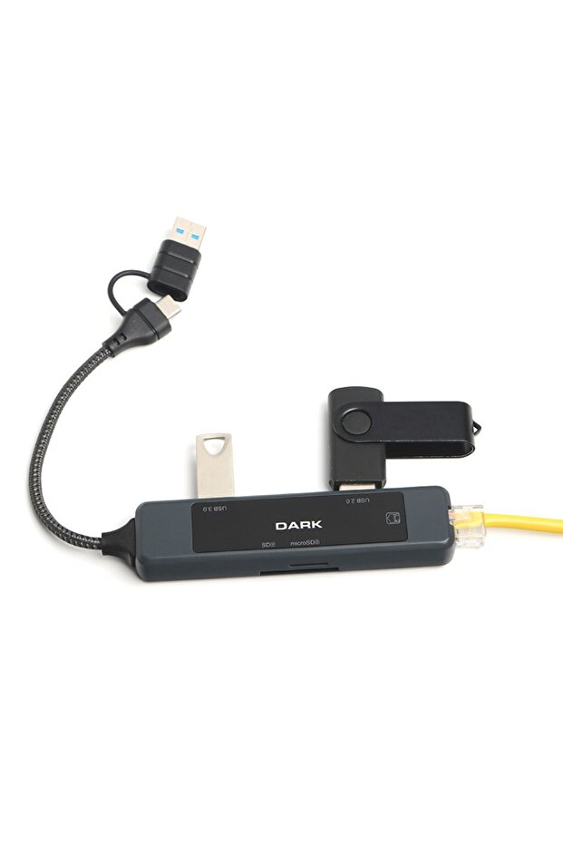 USB-C&A to 5 Port USB 2.0&3.0 MB Ethernet HUB (DK-AC-USB350L) - 4