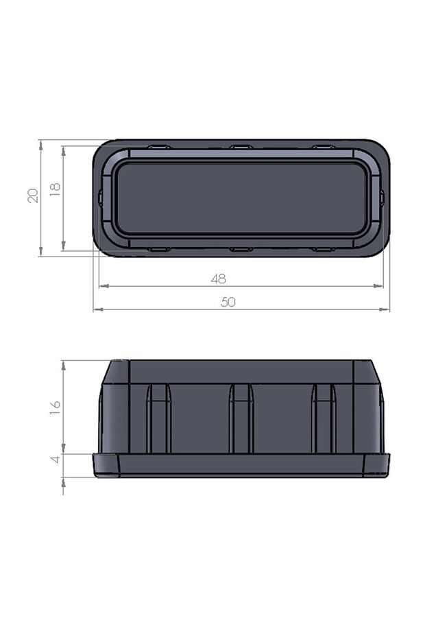 20x50 Mm Plastic Rectangular Interlocking Profile Plug Black (4 PCS) - 7