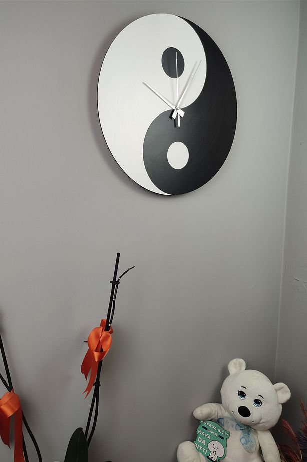 İyimi Modern Ahşap Dekoratif Duvar Saati Şık Sade Yin Yang – S10A - 1