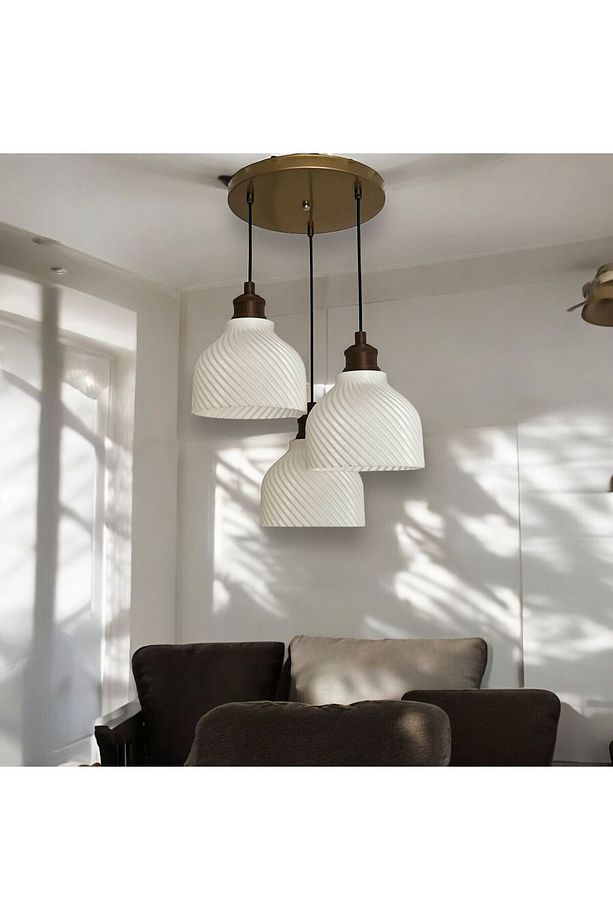 Elegan 3'lü Avize -Eskitme Modern Sarkıt Mutfak Oturma Odası Salon Sarkıt Avize - 1