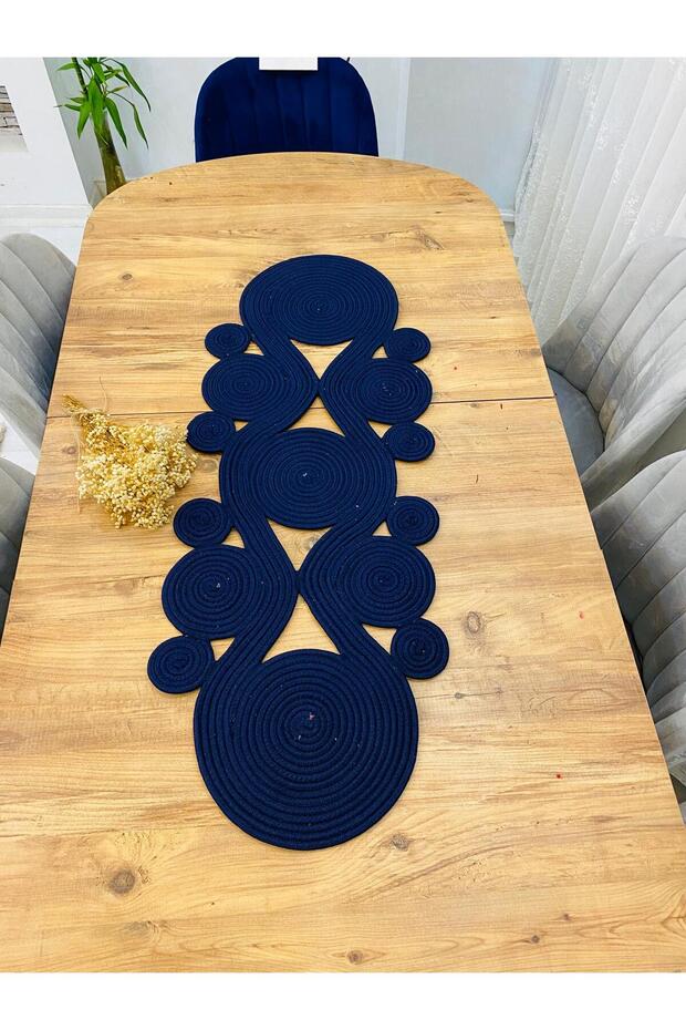 Jüt, Hasır,Sarmal Model, Dekoratif Masa Örtüsü, Runner 40x110 CM, Sehpa Örtüsü, Bohem Tarzı - 1