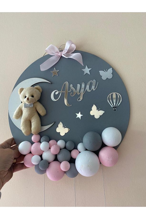 Bebek Hastane Kapı Süsü Ahşap Bubble - 1