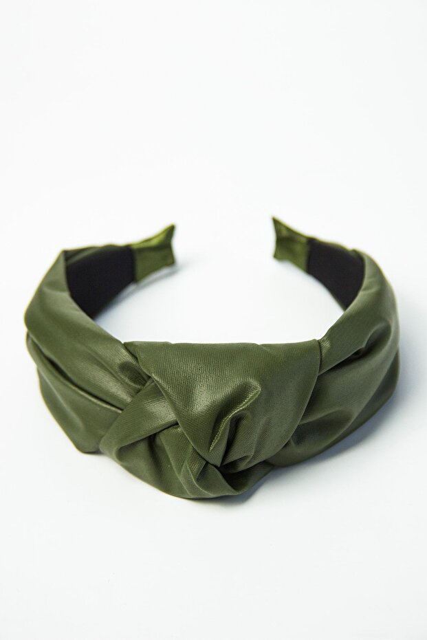 Green Color Leather Knotted Crown - 1