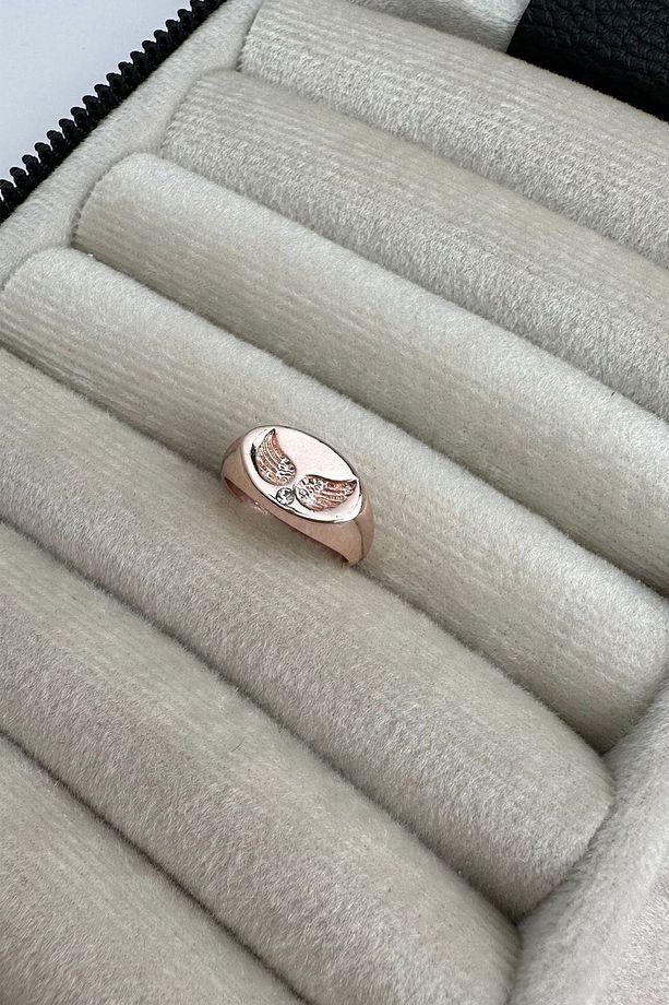 Rose Rengi Melek Kanadı Serçe Parmağı Yüzüğü - 1