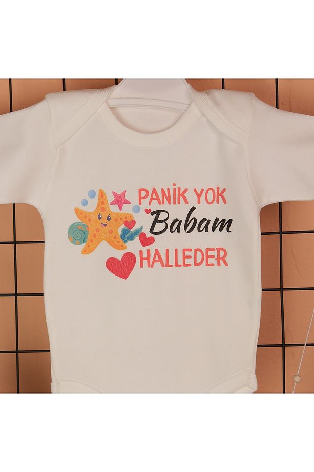 Panik Yok Babam Halleder Yazılı Pamuklu Bebek Zıbını - 3