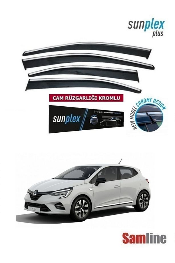 Renault Clio 5 Hatchback  2023 Modeller için Kromlu Cam Rüzgarlığı Takımı 4'lü Set - 1