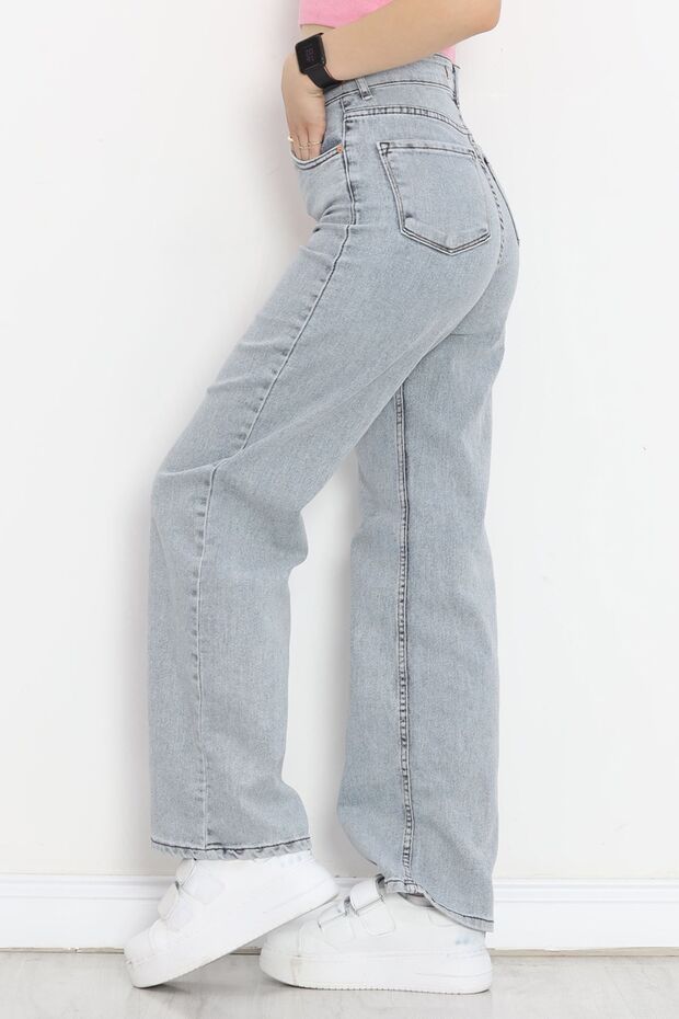 Penelope Women's High-Waist Pocketed Wide-Leg Leg Lycra Long Palazzo Pants Stretch Fabric Jeans Women's Blue - 18695