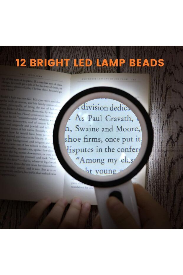12 LED Handheld Reading Magnifier with 30x Magnification, Helps with Reading Newspapers, Magazines, and Books.