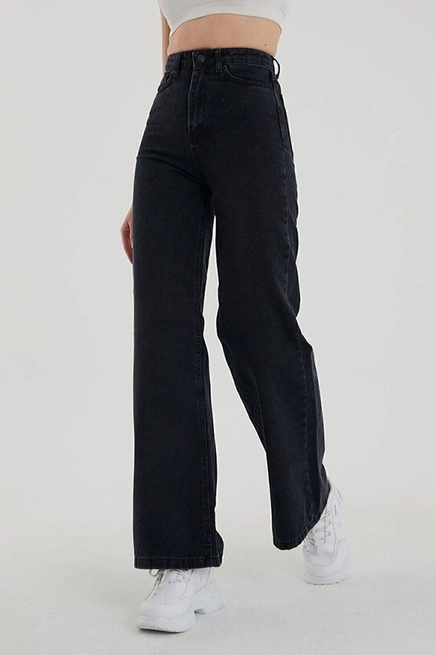 Wilde Non-Fading Black High Waist Wide Leg Jeans
