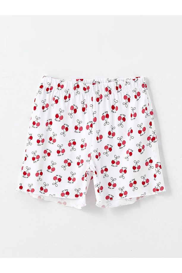 LCW Young Bisiklet Yaka Baskılı Kısa Kollu Kadın Şortlu Pijama Takımı - 7