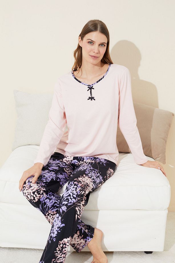 somon Pamuklu Örme Pijama Takım 24240102 - 1