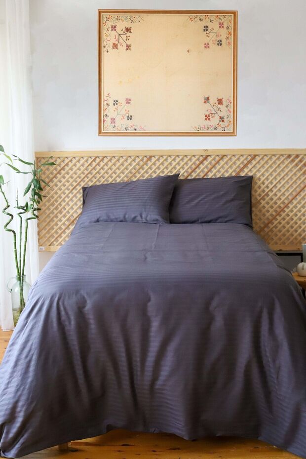 Youth and Children Series Single 120x200 Striped Satin Duvet Cover Set with Elastic Sheets All Colors