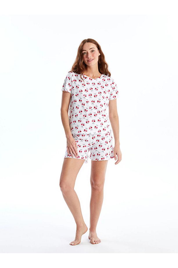LCW Young Bisiklet Yaka Baskılı Kısa Kollu Kadın Şortlu Pijama Takımı - 2