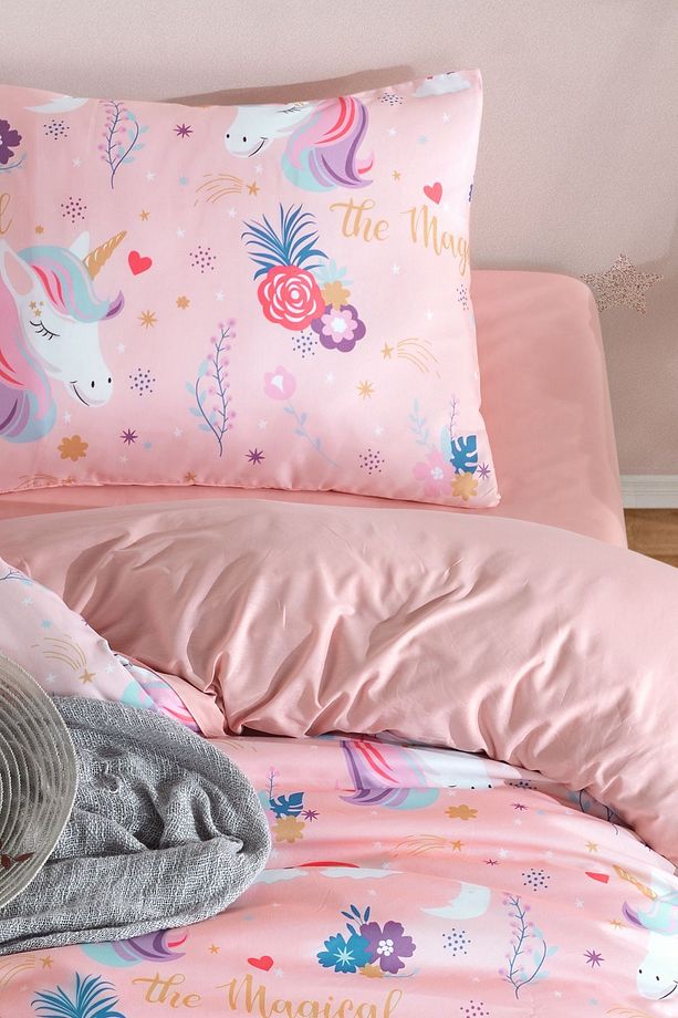 Kolay Ütülenir Nevresim Takımı Tek Kişilik Magical Pembe - 3