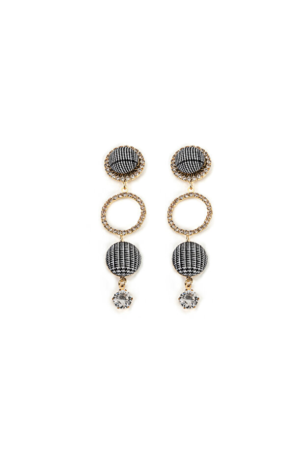 Houndstooth Pattern Dangle Earrings - 2