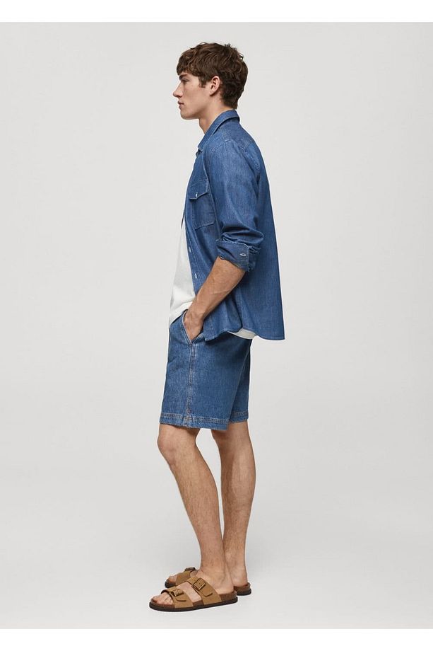 İp detaylı denim Bermuda şort - 8