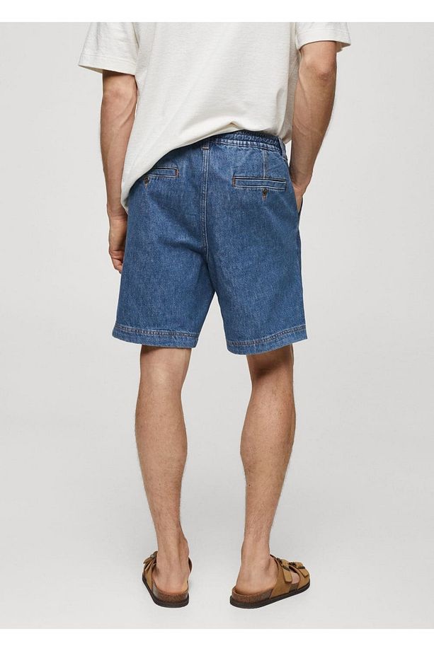 İp detaylı denim Bermuda şort - 4