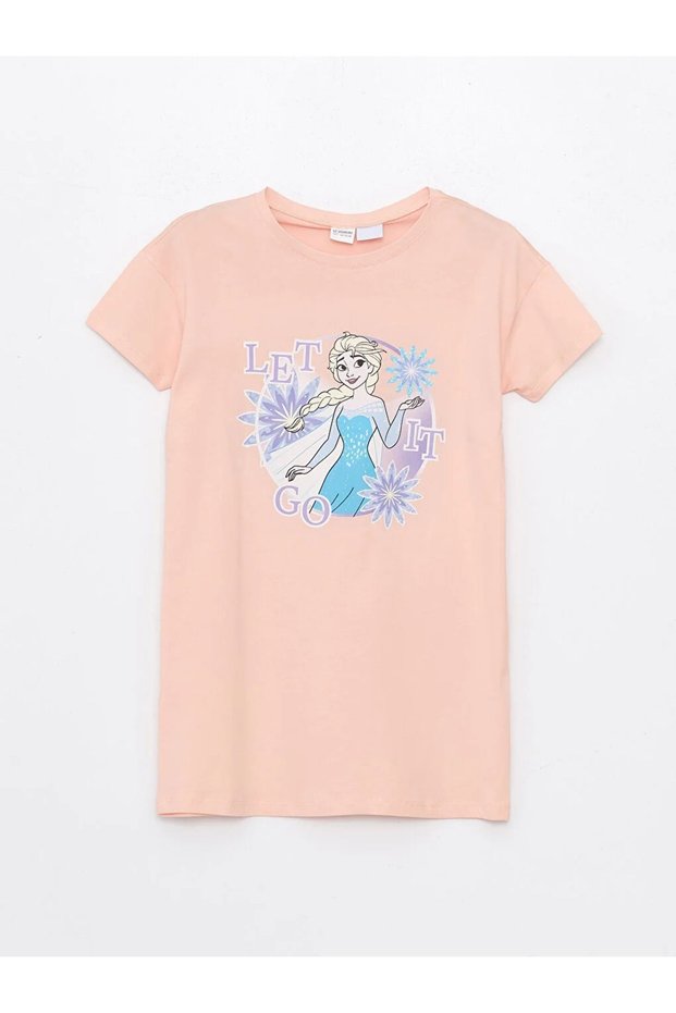 LCW Kids Crew Neck Elsa Printed Girls' Nightgown