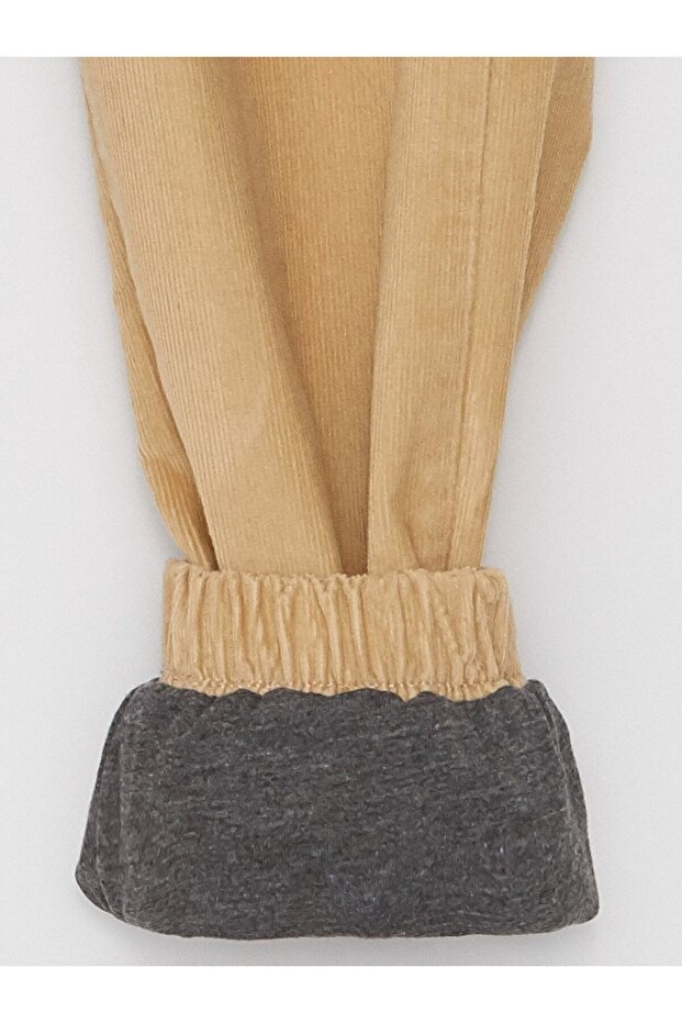 Beli Lastikli Basic Kadife Erkek Çocuk Jogger Pantolon - 3