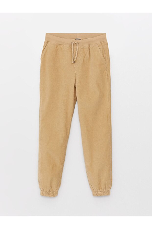 Beli Lastikli Basic Kadife Erkek Çocuk Jogger Pantolon - 1