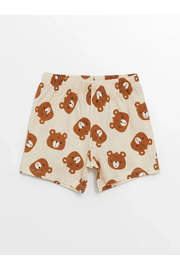 LCW baby Bisiklet Yaka Baskılı Erkek Bebek Şortlu Pijama Takımı - 4