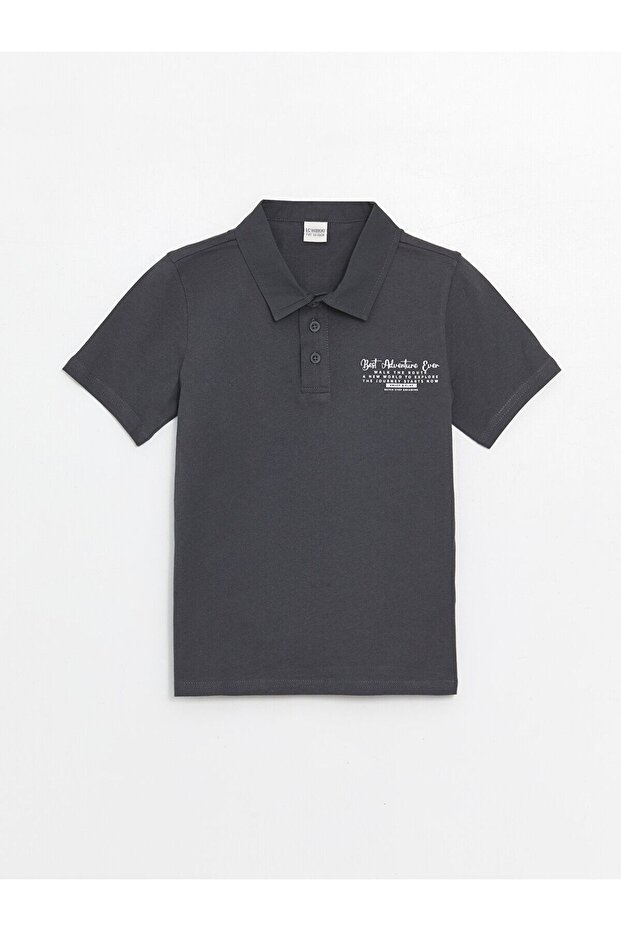 Boy - Polo Collar Printed Short Sleeve T-Shirt