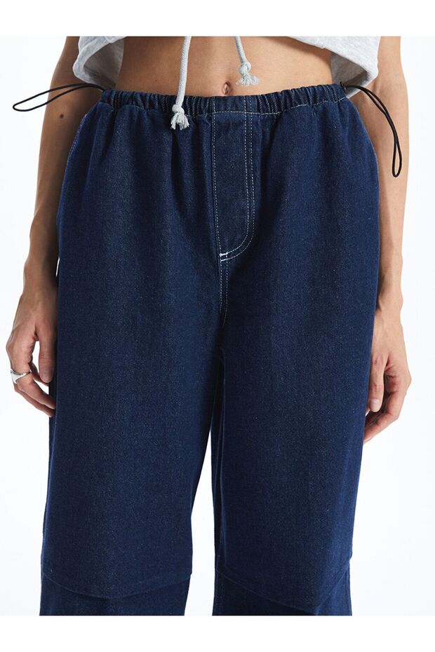 LCW Beli Lastikli Jogger Kadın Jean Pantolon - 4