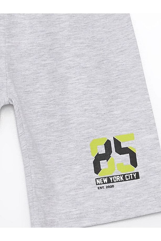 LCW Kids Bisiklet Yaka Baskılı Erkek Çocuk Şortlu Pijama Takımı - 5