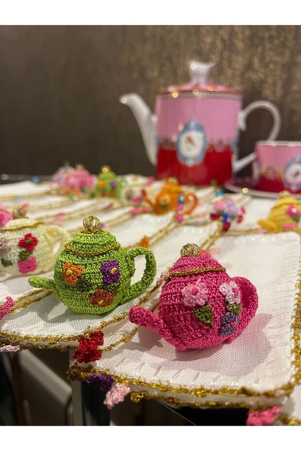 Teapot Serisi Kokteyl Peçete Fuşya ve Pembe 2’li - 5