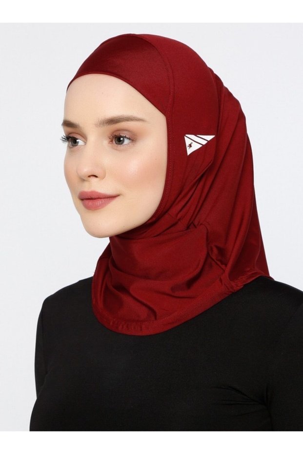 Sports Hijab - Athletic Athlete Ready-To-Wear Comfortable Microfiber Hijab Sport Hijab Bonnet - Burgundy