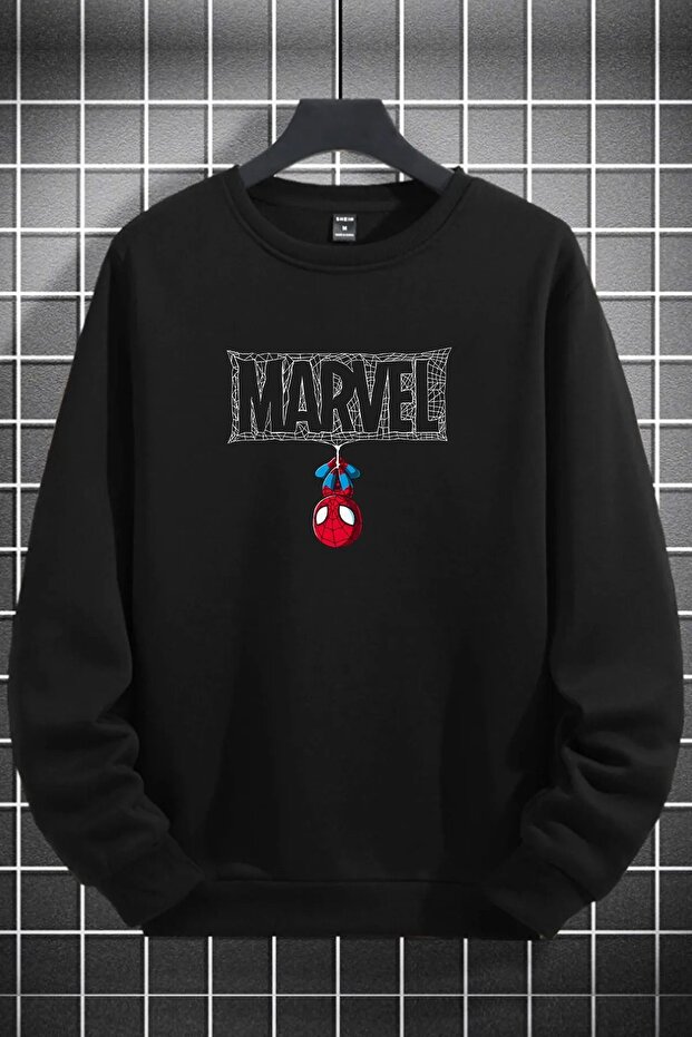 سويت شيرت شتوي قطني كبير الحجم مطبوع عليه Marvel للجنسين